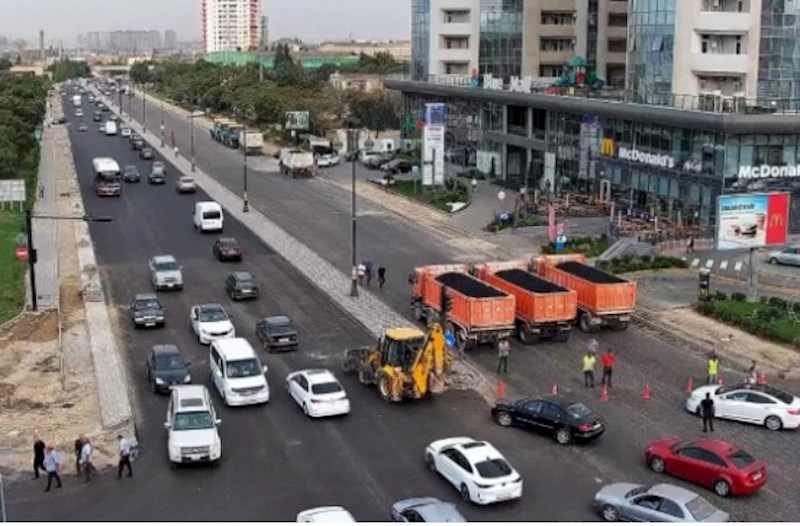 Bu yolda maşınların hərəkətinə məhdudiyyət qoyuldu