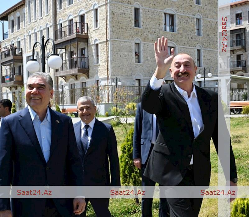 İlham Əliyev və Qurbanqulu Berdiməhəmmədov Şuşadakı birinci yaşayış kompleksində olublar