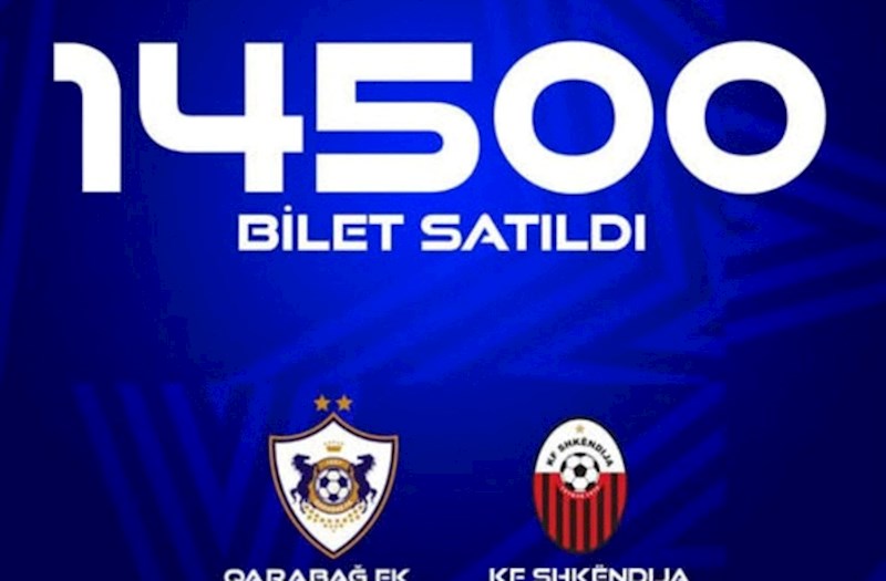 "Qarabağ" – "Şkendiya" matçı üçün satılan biletlərin sayı açıqlandı